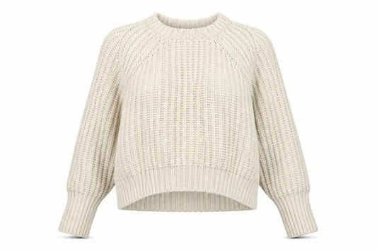 Zara Women Ivory L Chunky Cable Knit Crew Neck Raglan Jumper