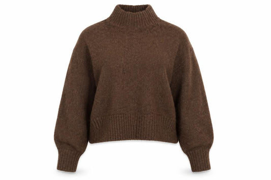 Monki Women Brown XS High Neck Knit Pullover Wool Blend Jumper