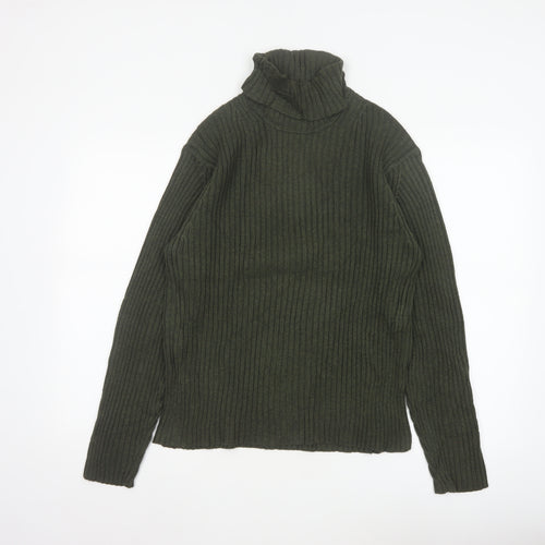 GAP Women’s Green M Ribbed Roll Neck Cotton Knit Pullover Jumper