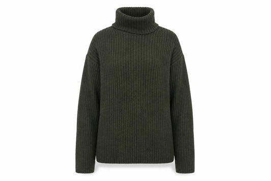 GAP Women’s Green M Ribbed Roll Neck Cotton Knit Pullover Jumper