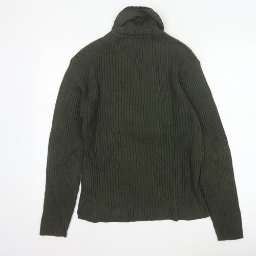 GAP Women’s Green M Ribbed Roll Neck Cotton Knit Pullover Jumper