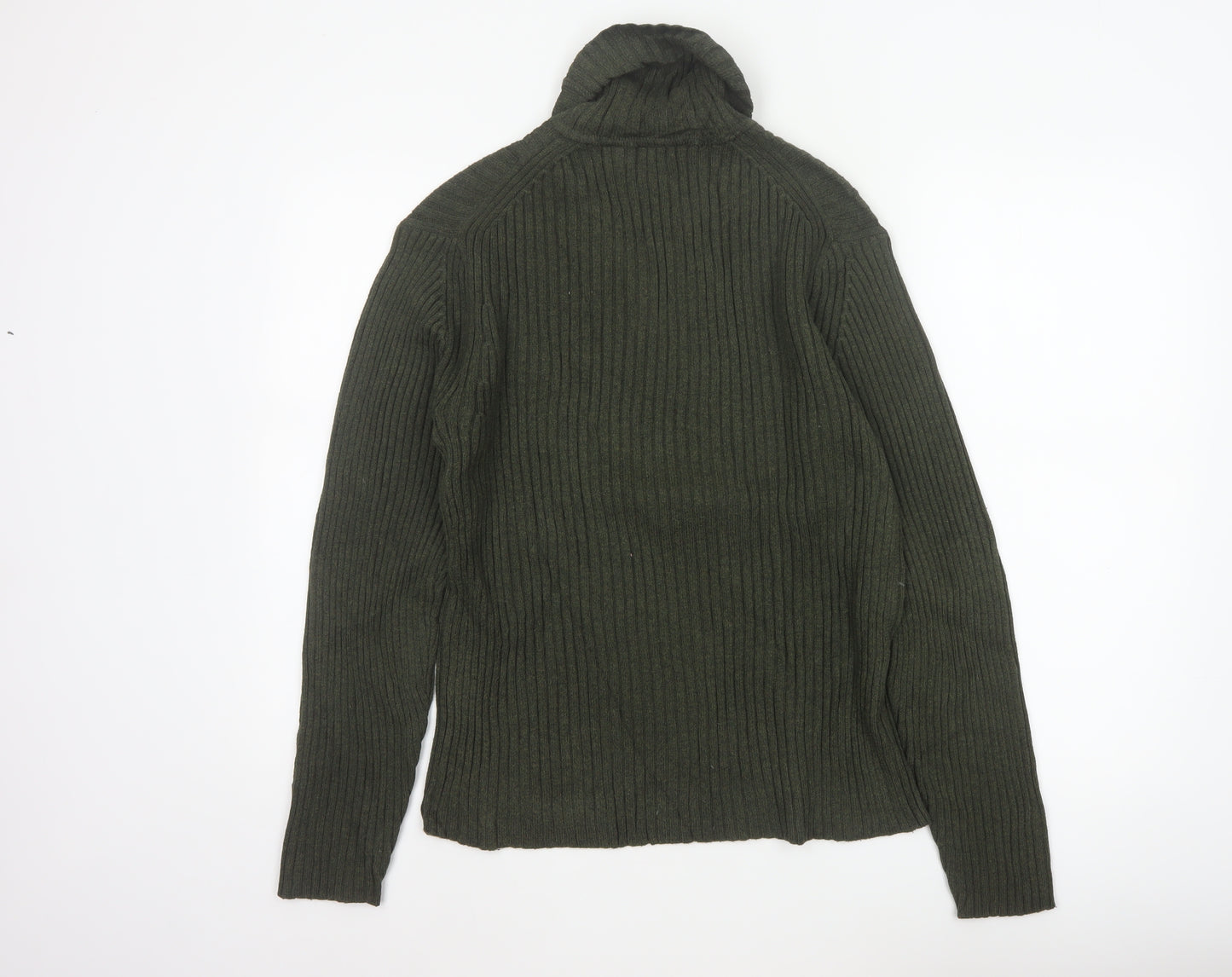 GAP Women’s Green M Ribbed Roll Neck Cotton Knit Pullover Jumper