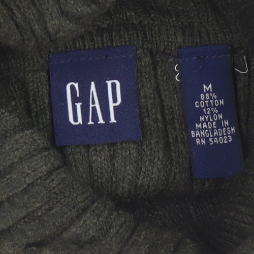 GAP Women’s Green M Ribbed Roll Neck Cotton Knit Pullover Jumper