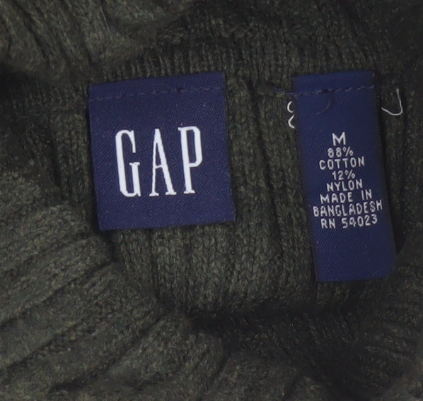 GAP Women’s Green M Ribbed Roll Neck Cotton Knit Pullover Jumper