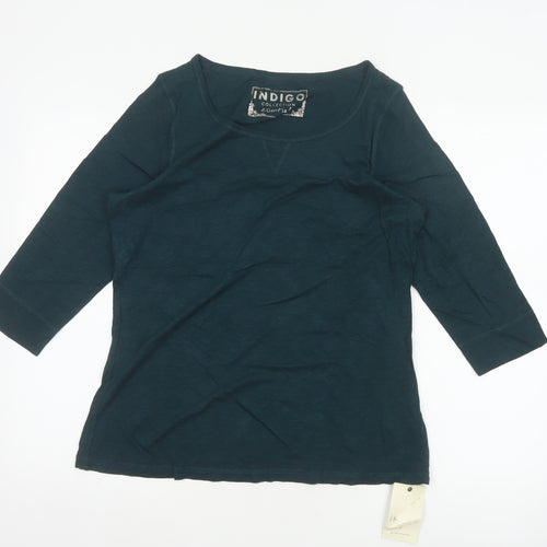 Marks and Spencer Women Green UK 14 Basic 3/4 Sleeve Jersey T-Shirt