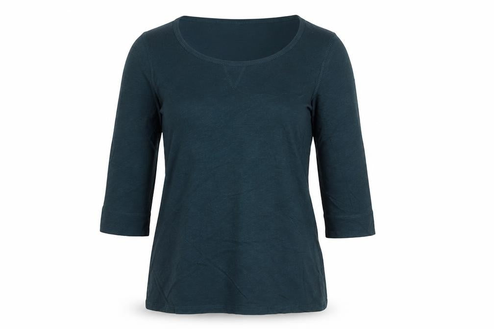 Marks and Spencer Women Green UK 14 Basic 3/4 Sleeve Jersey T-Shirt