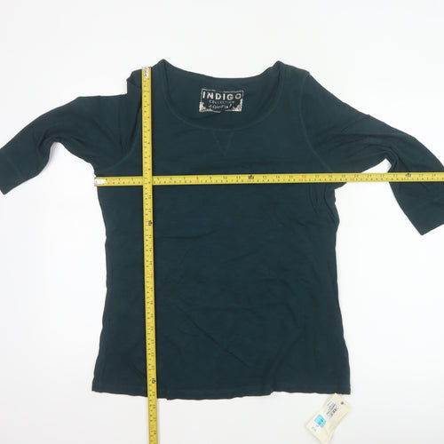 Marks and Spencer Women Green UK 14 Basic 3/4 Sleeve Jersey T-Shirt
