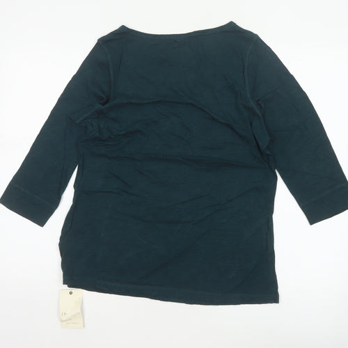 Marks and Spencer Women Green UK 14 Basic 3/4 Sleeve Jersey T-Shirt