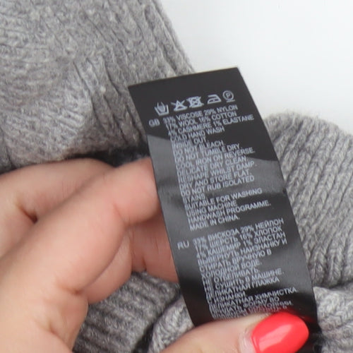 Reiss Women Grey S Long Ribbed Knit Jumper Dress Balloon Sleeves