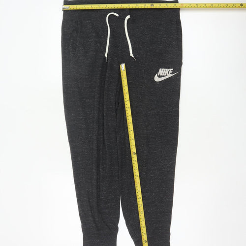 Nike Women’s Grey M Cotton Blend Logo Drawstring Cuffed Jogger Trousers