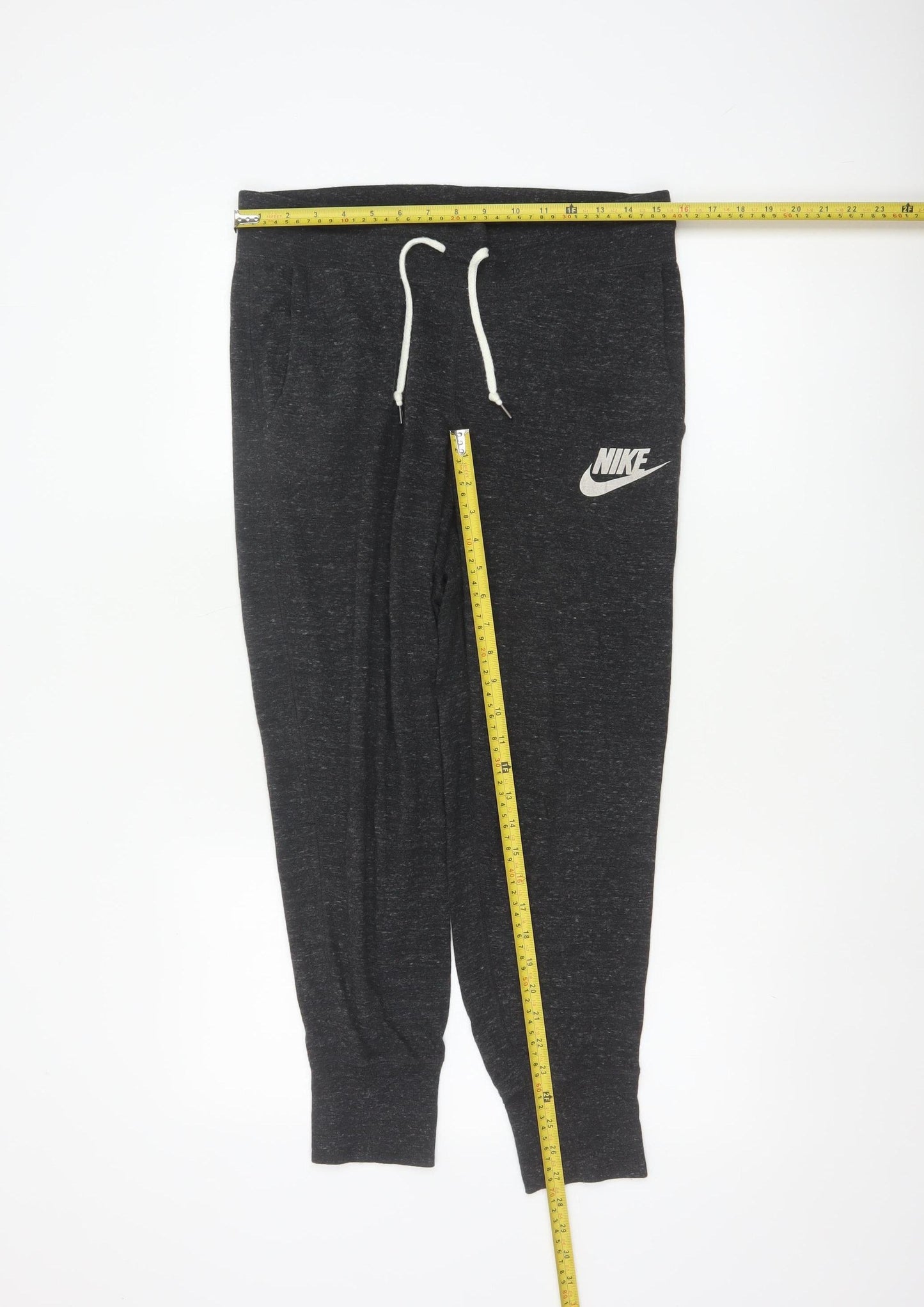 Nike Women’s Grey M Cotton Blend Logo Drawstring Cuffed Jogger Trousers