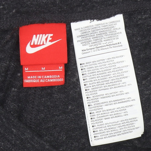 Nike Women’s Grey M Cotton Blend Logo Drawstring Cuffed Jogger Trousers