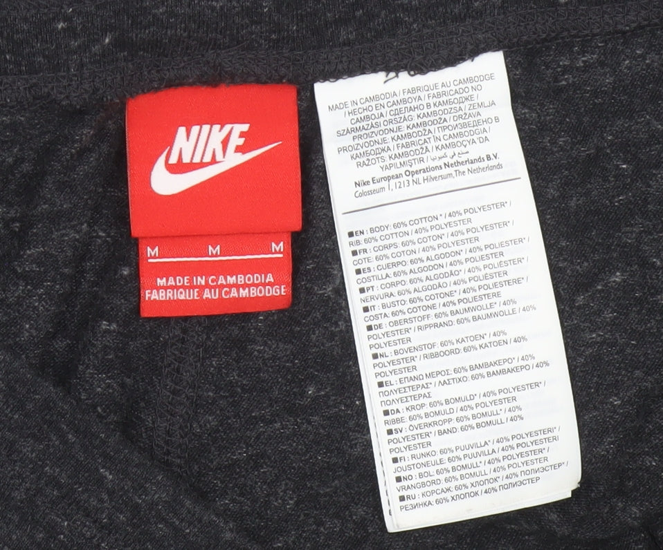 Nike Women’s Grey M Cotton Blend Logo Drawstring Cuffed Jogger Trousers