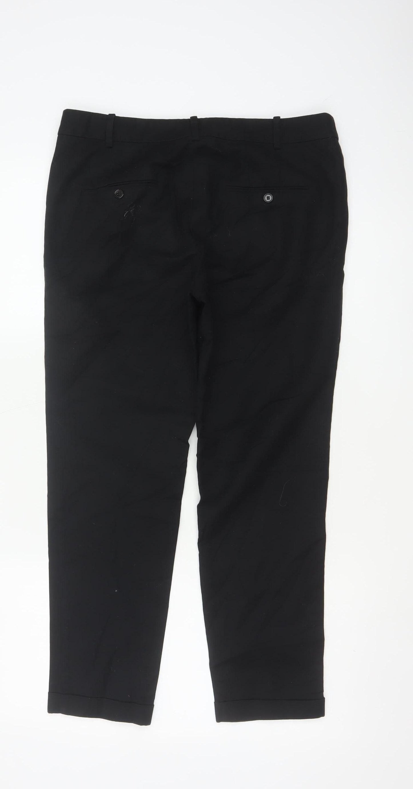 Zara Basic Women Black UK 12 Slim Tapered Smart Trousers Pockets