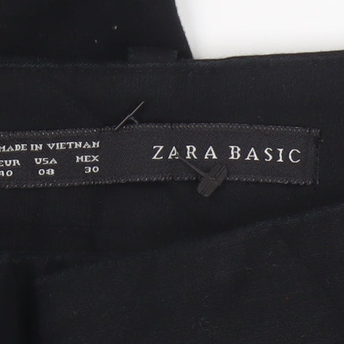 Zara Basic Women Black UK 12 Slim Tapered Smart Trousers Pockets
