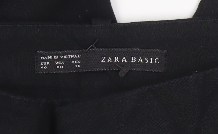 Zara Basic Women Black UK 12 Slim Tapered Smart Trousers Pockets