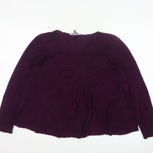 Phase Eight Women Purple Size 16 Open Front Cowl Neck Knit Cardigan