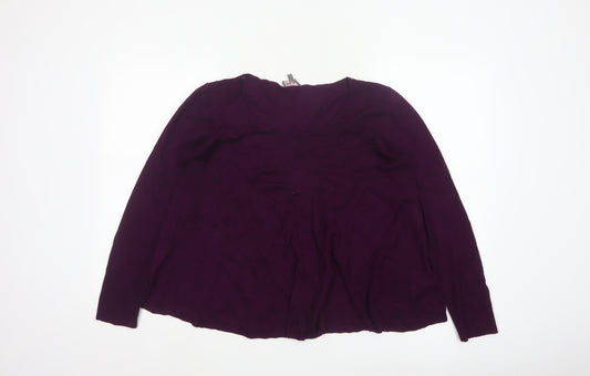 Phase Eight Women Purple Size 16 Open Front Cowl Neck Knit Cardigan