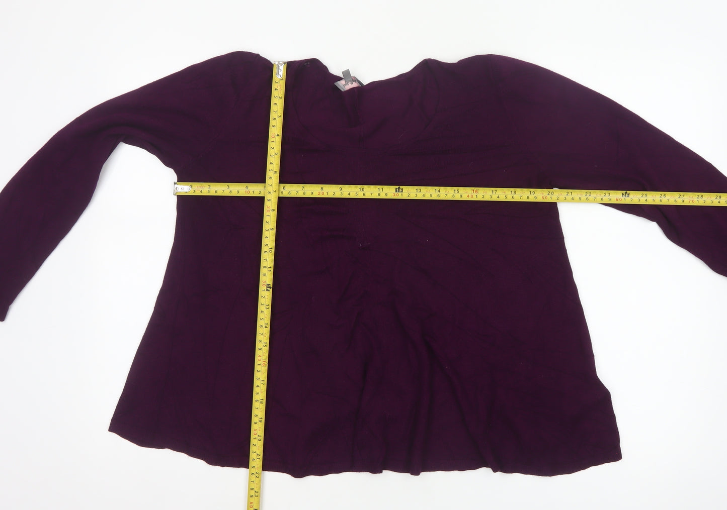 Phase Eight Women Purple Size 16 Open Front Cowl Neck Knit Cardigan