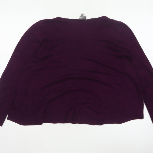 Phase Eight Women Purple Size 16 Open Front Cowl Neck Knit Cardigan