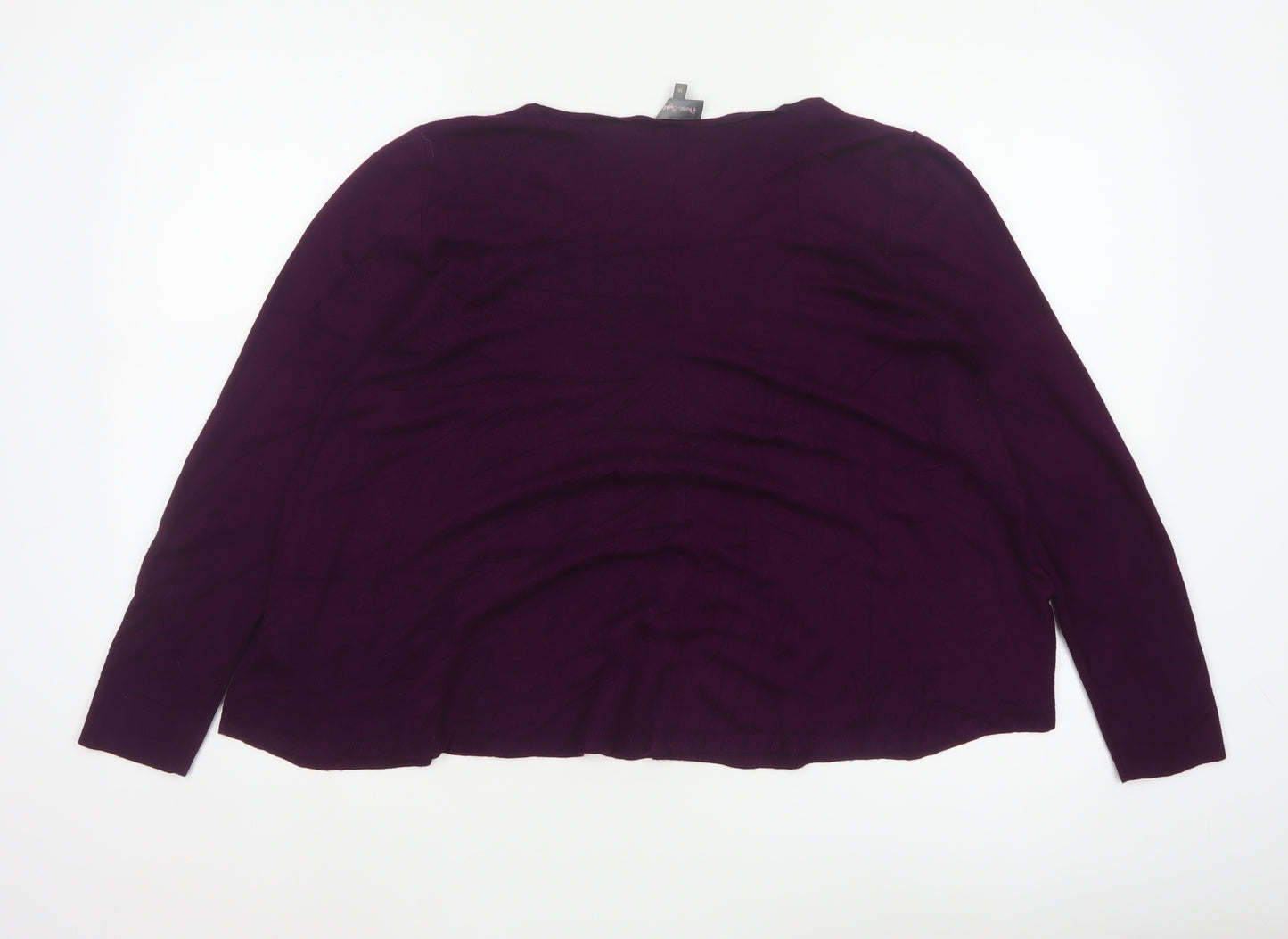 Phase Eight Women Purple Size 16 Open Front Cowl Neck Knit Cardigan