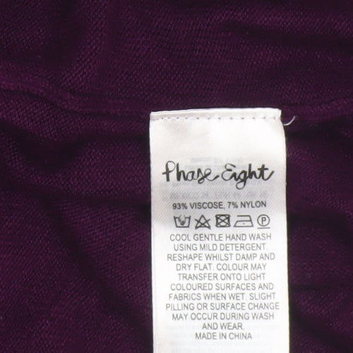 Phase Eight Women Purple Size 16 Open Front Cowl Neck Knit Cardigan