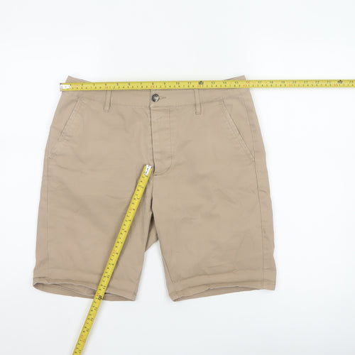 ASOS Men’s Beige W32 Cotton Stretch Chino Shorts Flat Front