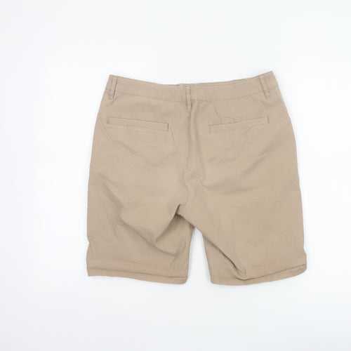 ASOS Men’s Beige W32 Cotton Stretch Chino Shorts Flat Front