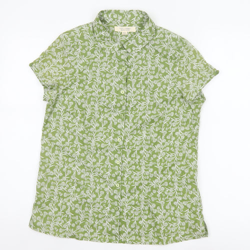Seasalt Cornwall Women Green Floral Organic Cotton Shirt UK 12