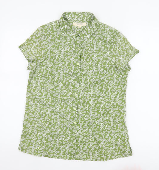 Seasalt Cornwall Women Green Floral Organic Cotton Shirt UK 12