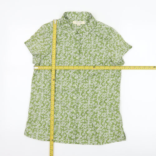 Seasalt Cornwall Women Green Floral Organic Cotton Shirt UK 12