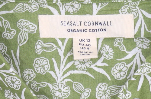 Seasalt Cornwall Women Green Floral Organic Cotton Shirt UK 12