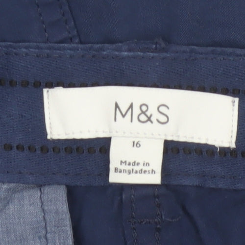 Marks & Spencer Women’s Blue UK 16 Chino Bermuda Cotton Stretch Shorts