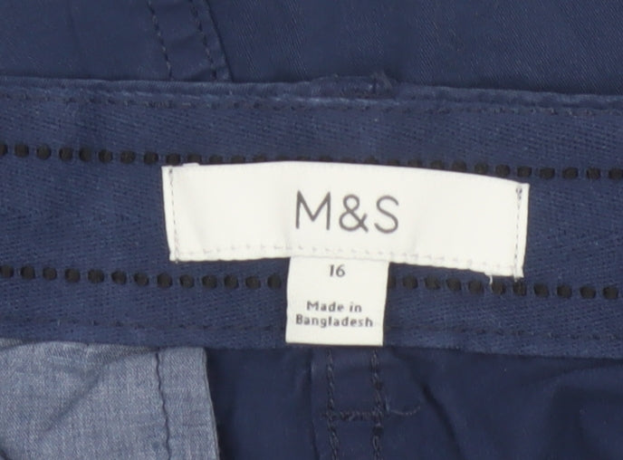 Marks & Spencer Women’s Blue UK 16 Chino Bermuda Cotton Stretch Shorts