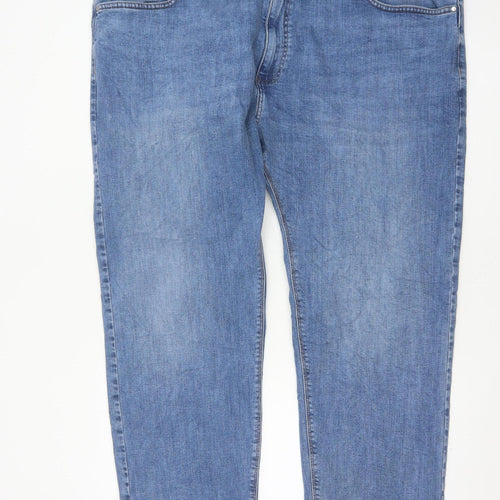 Marks and Spencer Men's Blue 46 29 Straight Fit Stretch Jeans