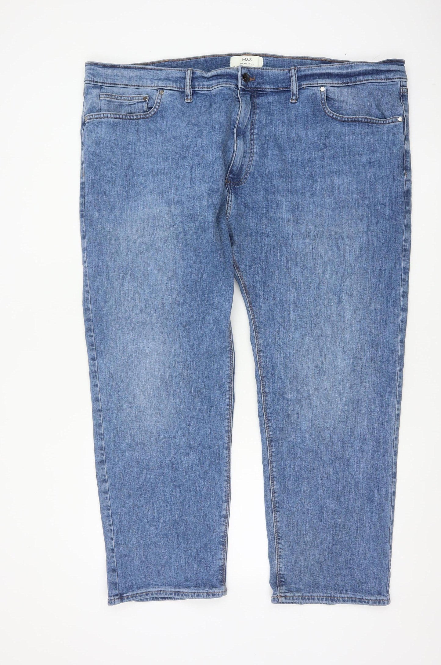 Marks and Spencer Men's Blue 46 29 Straight Fit Stretch Jeans