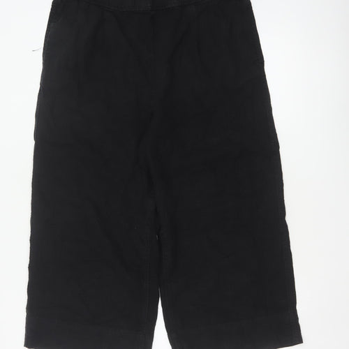 Next Women’s Black UK 16 Cropped Wide-Leg Linen Blend Trousers