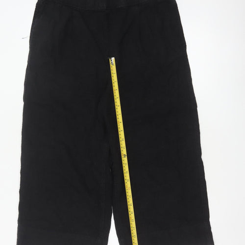 Next Women’s Black UK 16 Cropped Wide-Leg Linen Blend Trousers