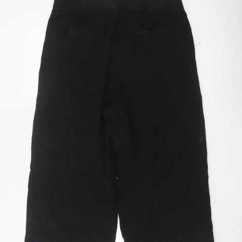 Next Women’s Black UK 16 Cropped Wide-Leg Linen Blend Trousers