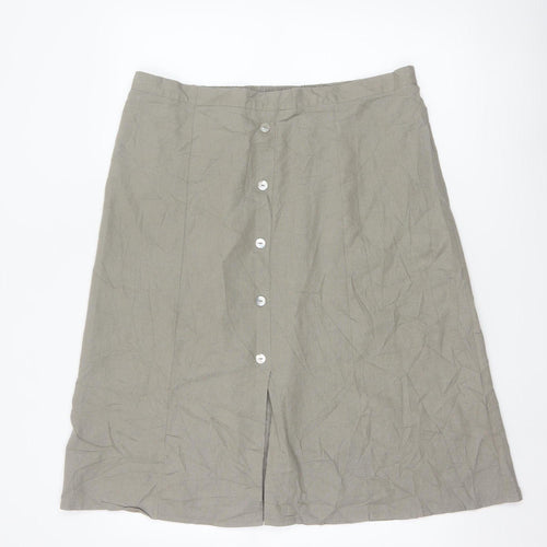 Afibel Women’s Beige UK 18 Linen Blend A-Line Knee Length Skirt