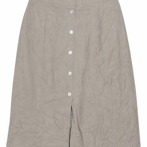 Afibel Women’s Beige UK 18 Linen Blend A-Line Knee Length Skirt