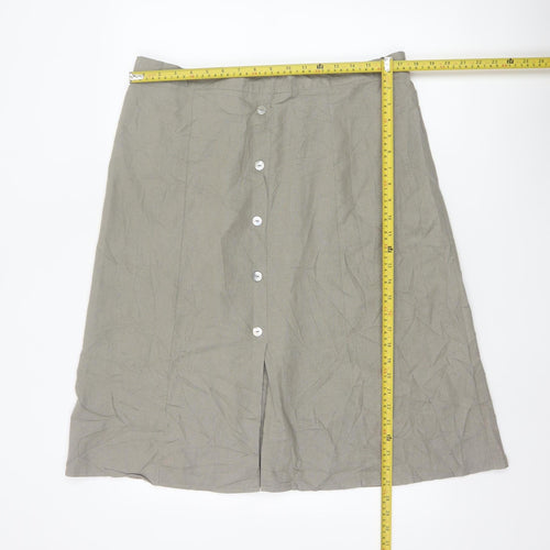 Afibel Women’s Beige UK 18 Linen Blend A-Line Knee Length Skirt
