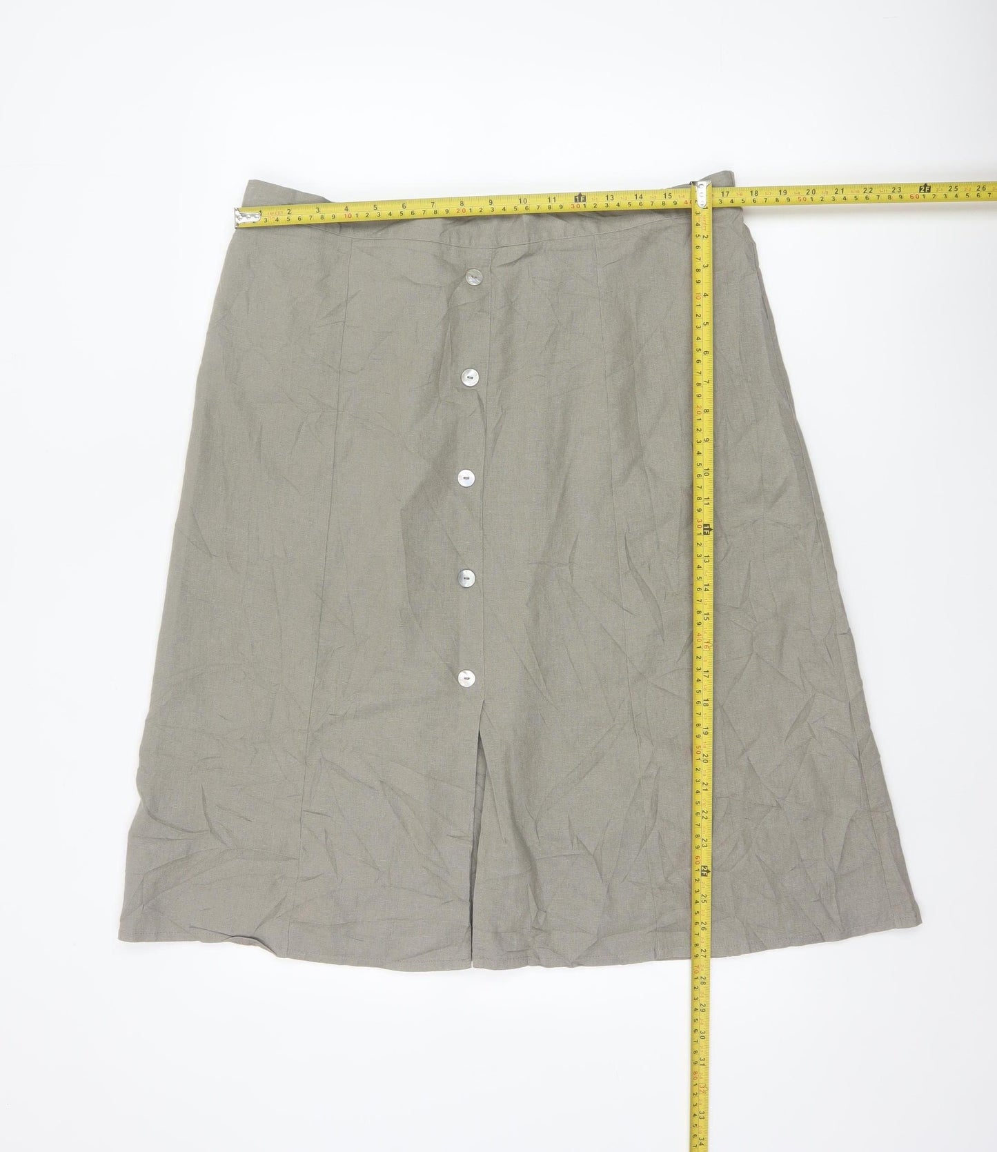 Afibel Women’s Beige UK 18 Linen Blend A-Line Knee Length Skirt