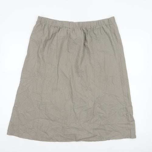 Afibel Women’s Beige UK 18 Linen Blend A-Line Knee Length Skirt