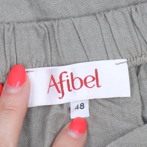 Afibel Women’s Beige UK 18 Linen Blend A-Line Knee Length Skirt