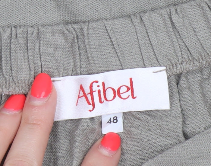 Afibel Women’s Beige UK 18 Linen Blend A-Line Knee Length Skirt