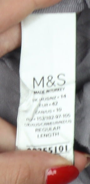 Marks and Spencer Women Grey Size 14 Tapered Tencel Rich Paperbag Trousers