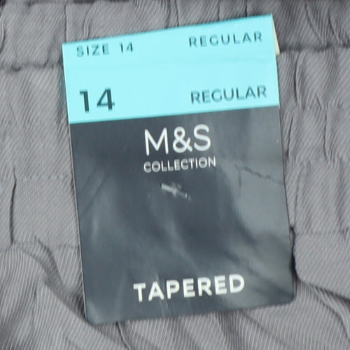 Marks and Spencer Women Grey Size 14 Tapered Tencel Rich Paperbag Trousers