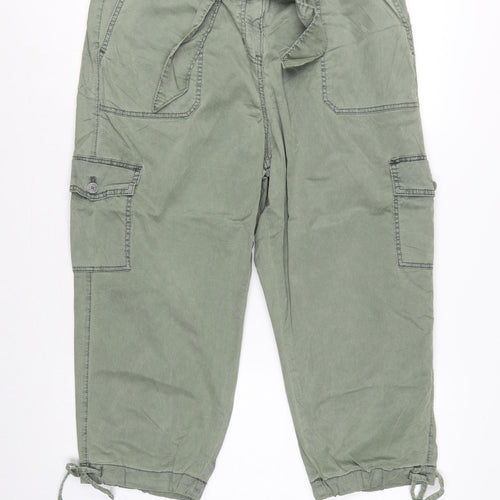 Marks & Spencer Women Green UK 18 Regular Cargo Trousers Belted
