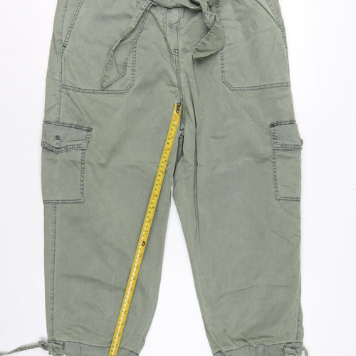 Marks & Spencer Women Green UK 18 Regular Cargo Trousers Belted